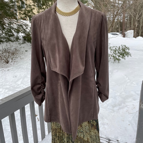 ALFANI Ultrasuede Drape Front Jacket - Picture 1 of 13